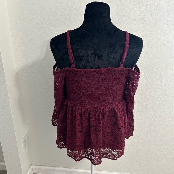 Torrid Lace Smocked Cold Shoulder Top - Picture 4 of 11